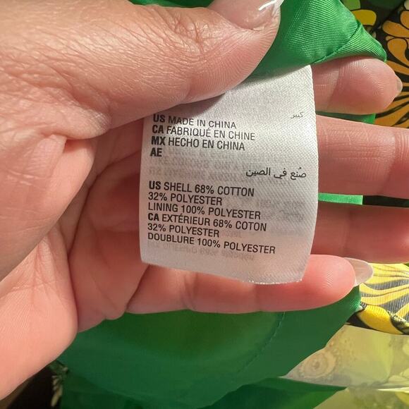 International Concepts INC Women's Floral Twill Trench Coat Green Yellow Large - Picture 9 of 9